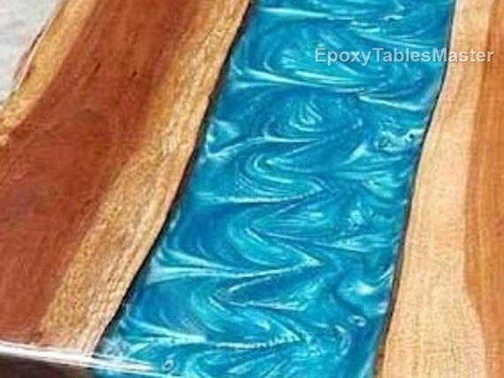 Handmade Blue Epoxy River Dining Table – Live Edge Wood Resin Table, Modern Rustic Furniture, Custom Epoxy Luxury Ocean Epoxy Resin Table | - Image 10