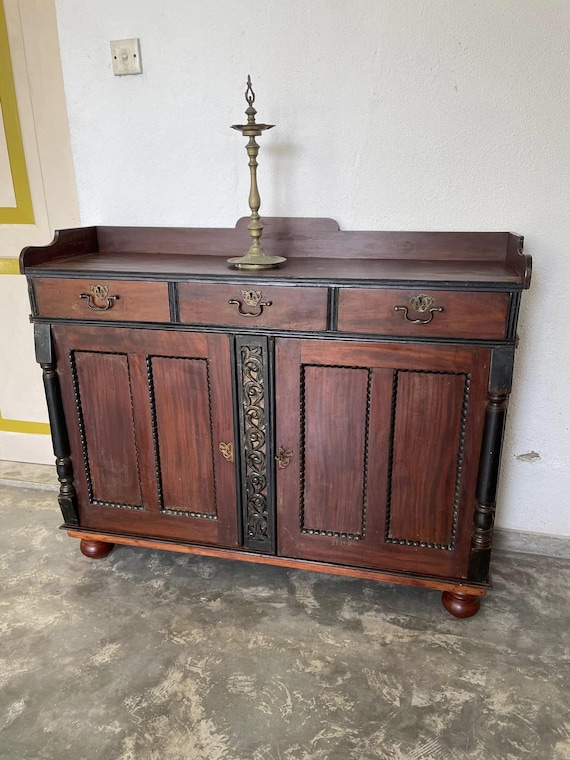 Vintage Jak Wood Sideboard: Mid-Century Modern Cabinet with Ebony Accents