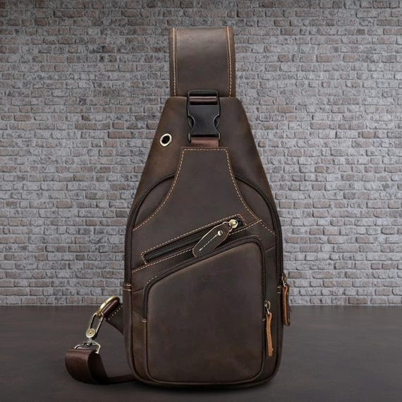 Personalized Leather Chest Bag: Travel Sling, Crossbody Shoulder Bag - Image 4