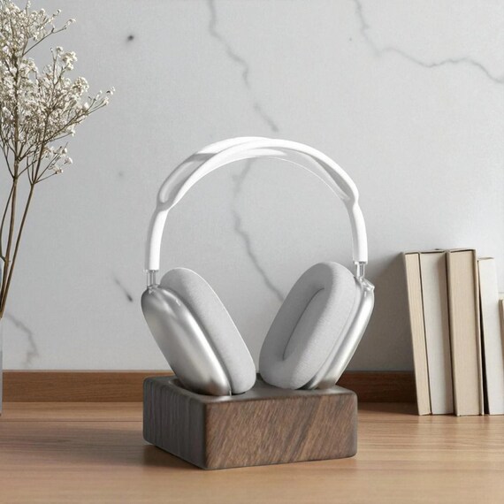 Walnut Wood AirPods Max Stand with Magnetic Wireless Charging Dock – Headphone Holder with Charger - Image 2
