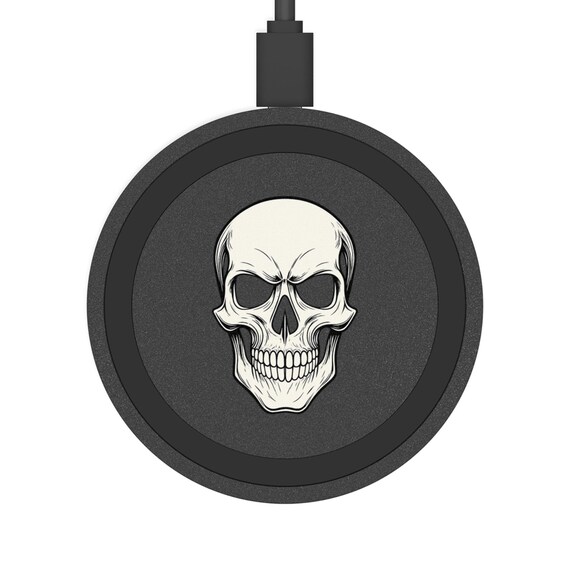 Skull Wireless Charging Pad, Gothic Charger, Unique Desk Decor, Skull Theme, Halloween Gift, Home Office Accessory - Image 2
