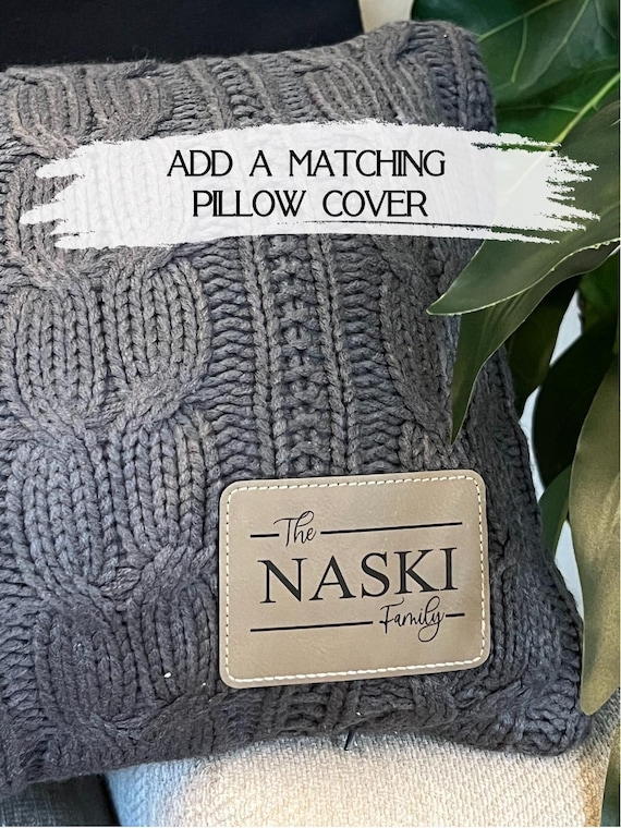 Personalized Cable Knit Sherpa Throw Blanket: Custom Monogram Patch - Image 4