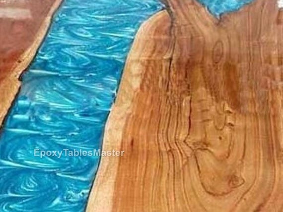 Handmade Blue Epoxy River Dining Table – Live Edge Wood Resin Table, Modern Rustic Furniture, Custom Epoxy Luxury Ocean Epoxy Resin Table | - Image 8