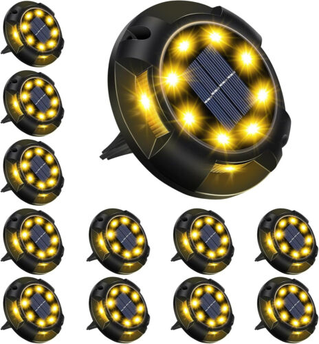 12 Pack Warm Solar In Ground Lights Outdoor Garden In Grond Lights Waterproof - Image 2