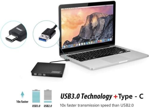Slim External CD DVD RW Drive USB 3.0 Writer Burner Player Black For Laptop PC - Image 8