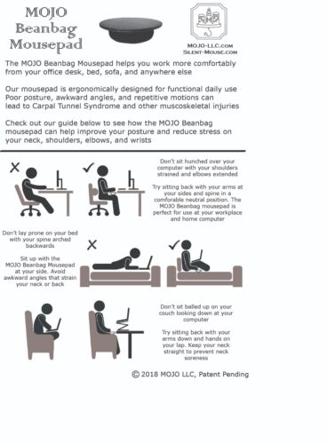 MOJO Beanbag Mousepad - Ergonomic Comfortable Mousepad for Use Anywhere