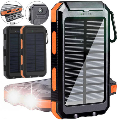 2024 Super 30000mAh USB Portable Charger Solar Power Bank for Cell Phone Gift