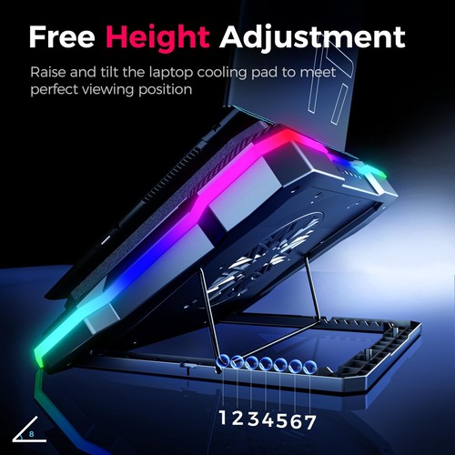 AICHESON Gaming Laptop Cooling Pad with Powerful Cooler Fans, RGB Lighting an...