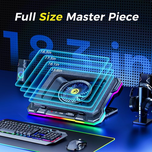 AICHESON Gaming Laptop Cooling Pad with Powerful Cooler Fans, RGB Lighting an... - Image 4