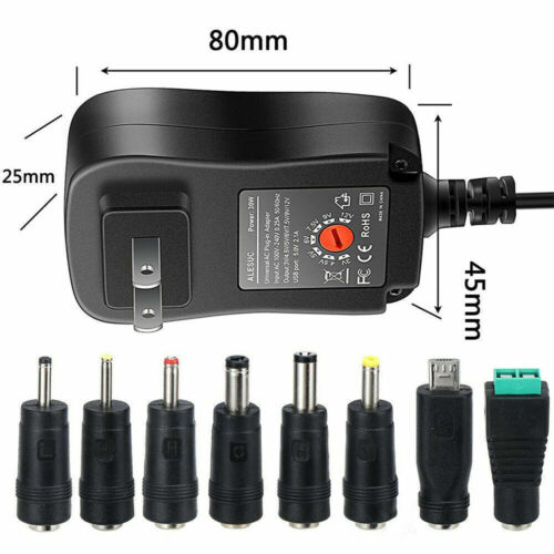 Universal AC To DC Adjustable Power Adapter Supply Charger For Electronics USA