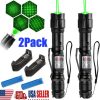 2PCS 6000Mile Green Laser Pointer Flashlight Visible Beam Light + Battery