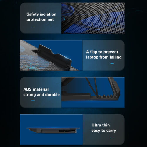 6 Fan USB Cooler Laptop Cooling Pad Stand Quiet LED Light Radiator PC Notebook - Image 2