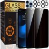 For iPhone 16 15 14 13 12 Pro Max Tempered Glass Privacy Screen Camera Protector