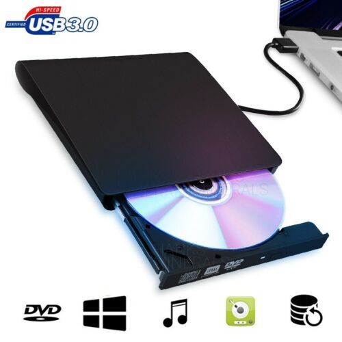 Slim External CD DVD RW Drive USB 3.0 Writer Burner Player Black For Laptop PC - Image 2