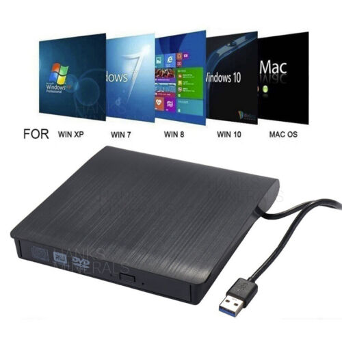 Slim External CD DVD RW Drive USB 3.0 Writer Burner Player Black For Laptop PC - Image 3
