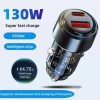 130W Super Fast Phone Car Charger Adapter USB Type C For iPhone Samsung Android