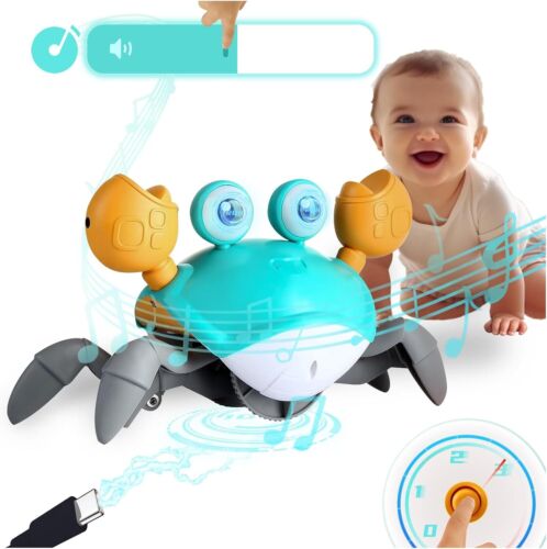 Crawling Crab Baby Toy Upgraded with Music LED Light - Walking Dancing Toy Gift