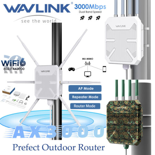 WAVLINK WiFi 6 Outdoor Long Range Extender AX3000 Router Repeater Access Point