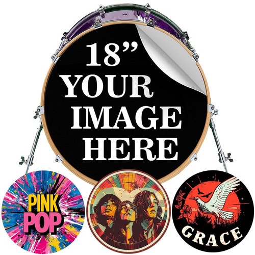 Custom 20" Bass Drum Head DECAL Skin Wrap Kick Sticker Vinyl FREE DESIGN
