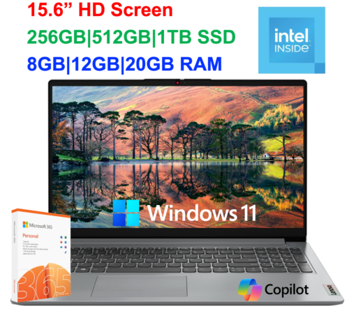 2024 Lenovo IdeaPad Laptop Notebook 15.6"  Intel Processor Upto 20GB RAM 1TB SSD