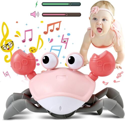 Upgraded Crawling Crab Baby Toy 2.0 -Sound Mute & Speed Control, Infant Tummy