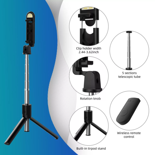 Selfie Stick Tripod Remote Desktop Stand Cell Phone Holder For iPhone Samsung US - Image 5