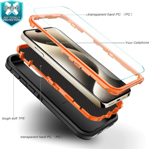 For iPhone 16 Pro Max 15 14 13 Case Phone Cover Shockproof Holster Screen Glass - Image 36