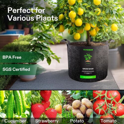 VIVOSUN 10/20 Pack Planting Grow Bags Fabric Pot Nursery Soil Nonwoven w/ Handle - Image 2