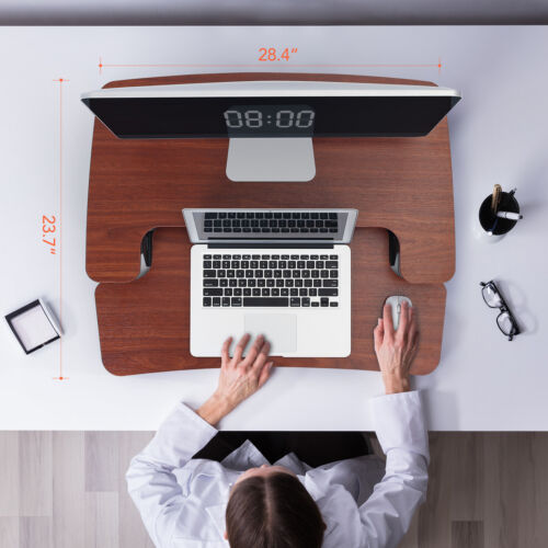 FLEXISPOT Home Office Height Adjustable Standing Desk Converter Mahogany 28" - Image 2