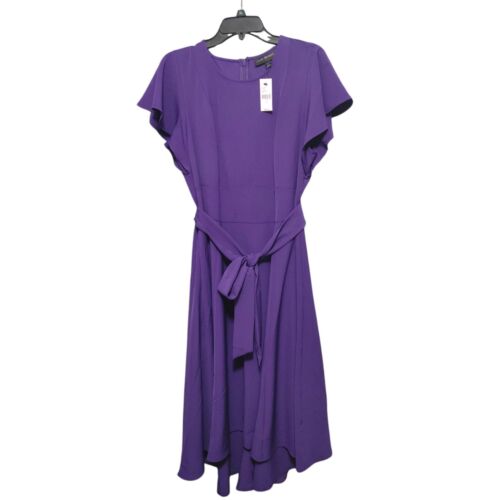 Lane Bryant Purple Flutter Sleeve Tie Waist Midi Dress Womens Plus Size 14 NWT - Image 2