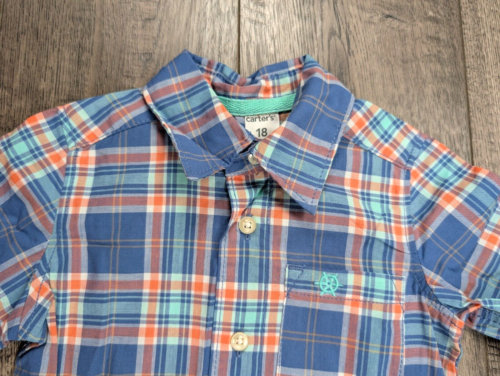 Baby Boy Clothes New Carter's 18 Month Dressy Blue Plaid Shirt - Image 2