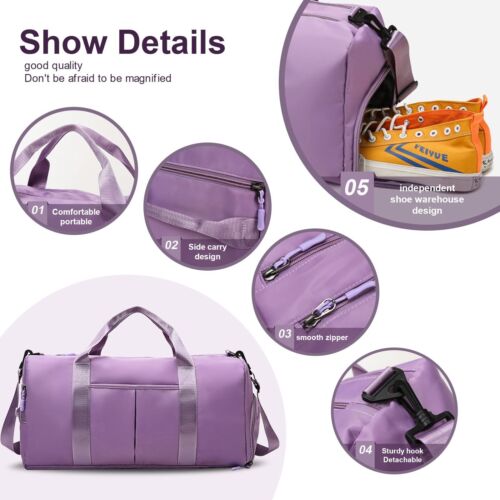 US Sports Gym Travel Duffel Bag Wet Pocket Shoes Compartment Swim Yoga Training - Image 4