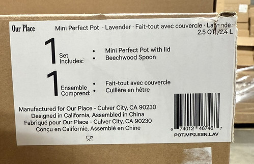 Our Place Mini Perfect Pot 2.0- 8.5” w Beechwood Spoon LAVENDER