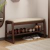 Shoe Storage Organizer 2-Tier Shoe Rack Bench With Seat Cushion For Entrtway