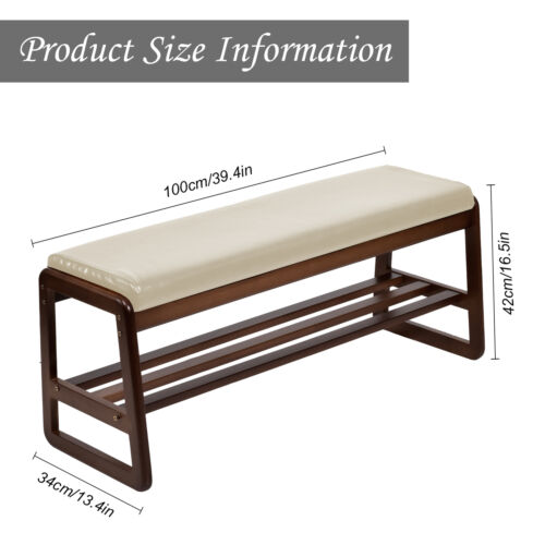 Shoe Storage Organizer 2-Tier Shoe Rack Bench With Seat Cushion For Entrtway
