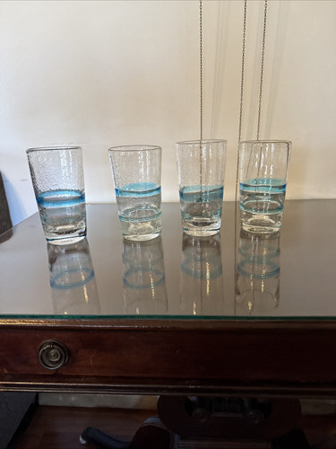 Libbey Blue Ribbon Tumbler and Rocks Glass Set, 8 Piece Blue Streak Drinkware