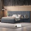 Queen Size Upholstered Platform Bed with Big Headboard, Bedroom Furniture, Velve Queen Size Upholstered Platform Bed with Big Headboard, Bedroom Furniture, Velve