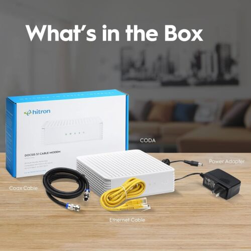 Hitron CODA DOCSIS 3.1 Modem 1 Gbps Pairs w/WiFi Router Ethernet Cable - Image 2