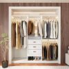 60” Walk In Closet Organizer Closet System Clothing Rack with 3 Fabric Drawers