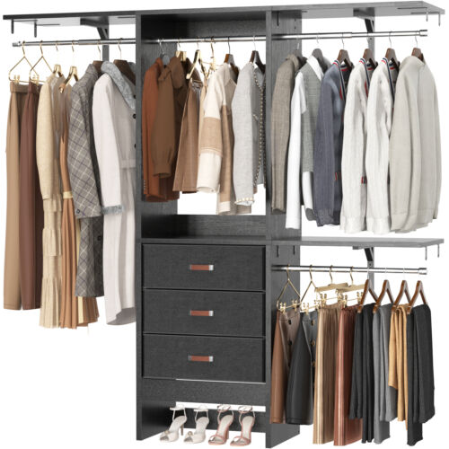 60'' Walk In Closet Organizer Closet System Clothing Rack with 3 Fabric Drawers - Image 15