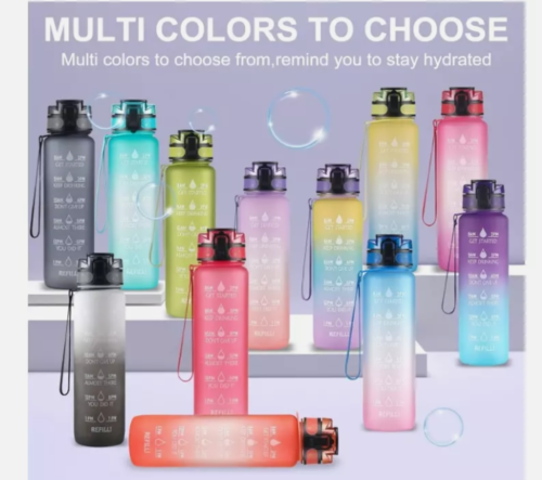 Sports Motivational Drinking Water Bottle With Time Marker 32 Oz BPA Free - Image 5