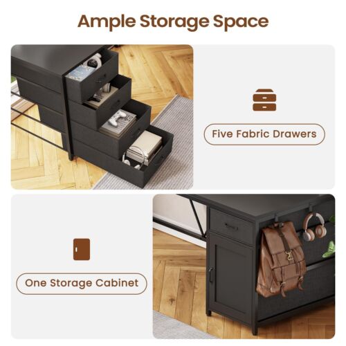 L Shaped Desk, 63" Computer Desk with 5 Drawer, Long Home Office Desk or Corner - Image 5