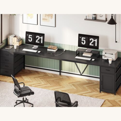 L Shaped Desk, 63" Computer Desk with 5 Drawer, Long Home Office Desk or Corner - Image 7