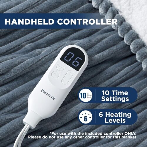 Bedsure Flannel Electric Heated Blanket Twin- 10 Heat Settings 84”Lx62”W - Image 11
