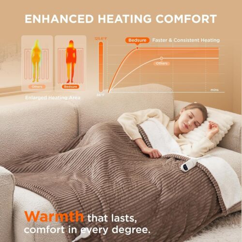 Bedsure Flannel Electric Heated Blanket Twin- 10 Heat Settings 84”Lx62”W - Image 13