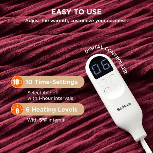 Bedsure Flannel Electric Heated Blanket Twin- 10 Heat Settings 84”Lx62”W - Image 30