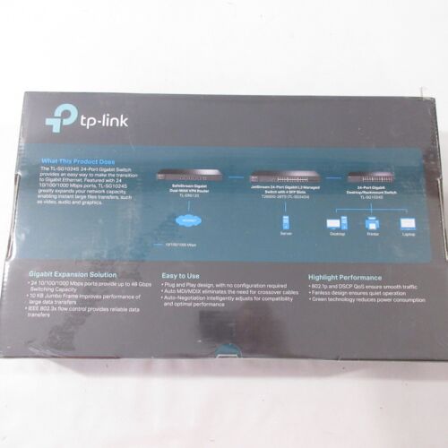 TP-Link 24 Port Gigabit Ethernet Switch Desktop Rackmount Plug & Play Shielded - Image 2