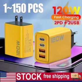 120W 4-Port USB C Fast Wall Charger Block For All Cell Phone iPad Lot 120W 4-Port USB C Fast Wall Charger Block For All Cell Phone iPad Lot