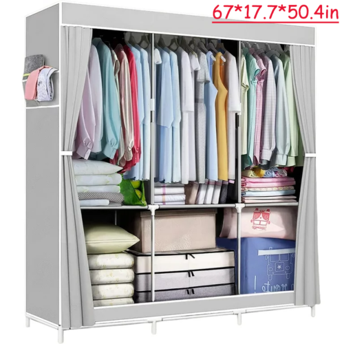 Portable Closet Wardrobe Clothes Rack Storage Organizer Shelf Water-Proof Fabric