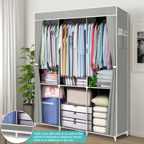 Portable Closet Wardrobe Clothes Rack Storage Organizer Shelf Water-Proof Fabric - Image 6